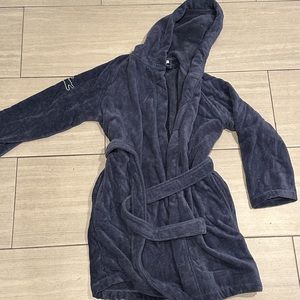 Lacoste Cotton Bath Robe with Hood and Pockets Navy